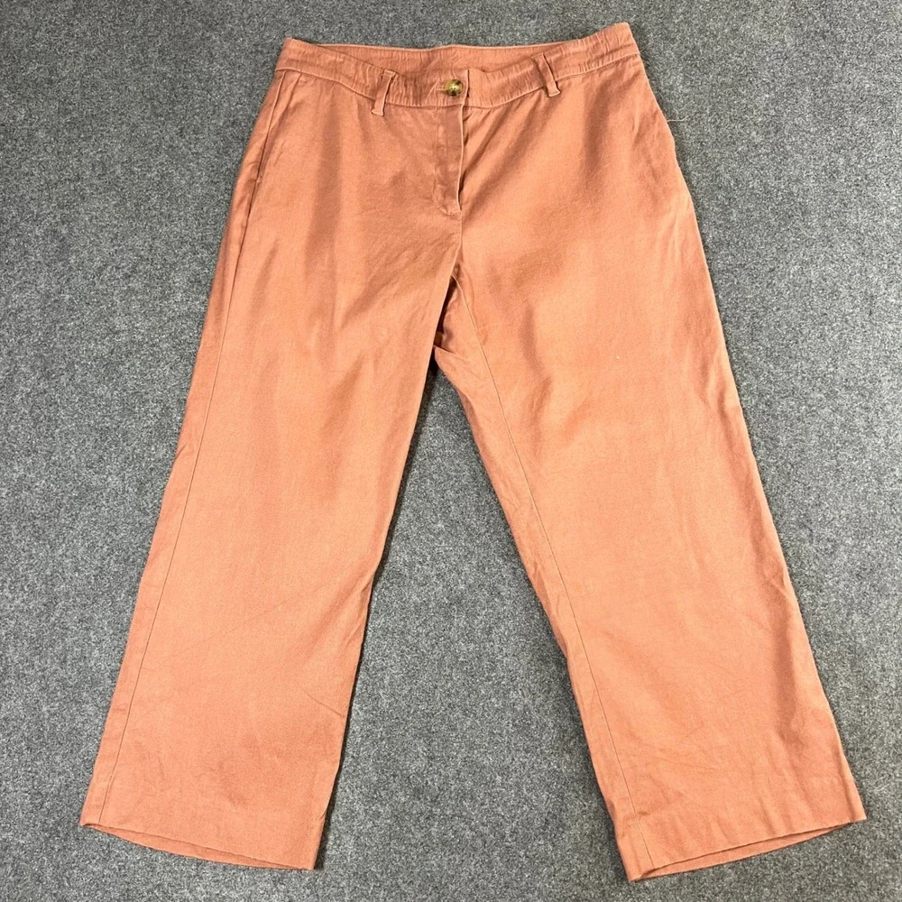 J. Jill Terracotta Linen Blend Wide Leg Stretch Pants‎ Petite 8 Cropped